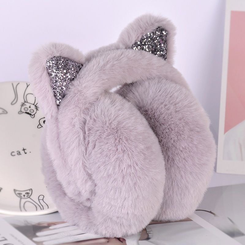 可爱小猫耳罩儿童冬季保暖加绒可折叠仿兔毛加厚女童护耳暖捂耳套