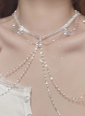 项链配饰女一字肩后背链晚礼服婚纱脖颈链胸链身体链品锁骨链腰链