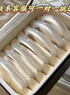 天然玛瑙手镯女高冰种香槟金白月光荔枝冻正品马料扁条玉髓玉镯子