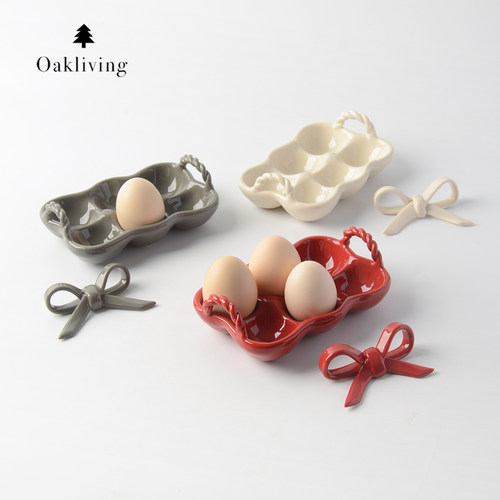 oakliving陶瓷ins高颜值鸡蛋托盘家用厨房收纳盒鸡蛋个性收纳格