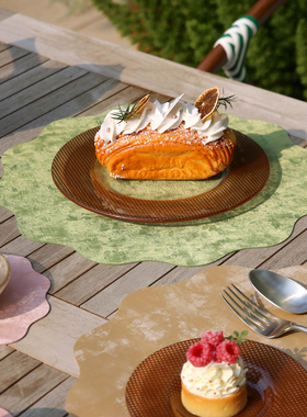 集物纪法式复古丝绒皮革餐垫布杯垫餐桌垫轻奢防烫防水防油高级感