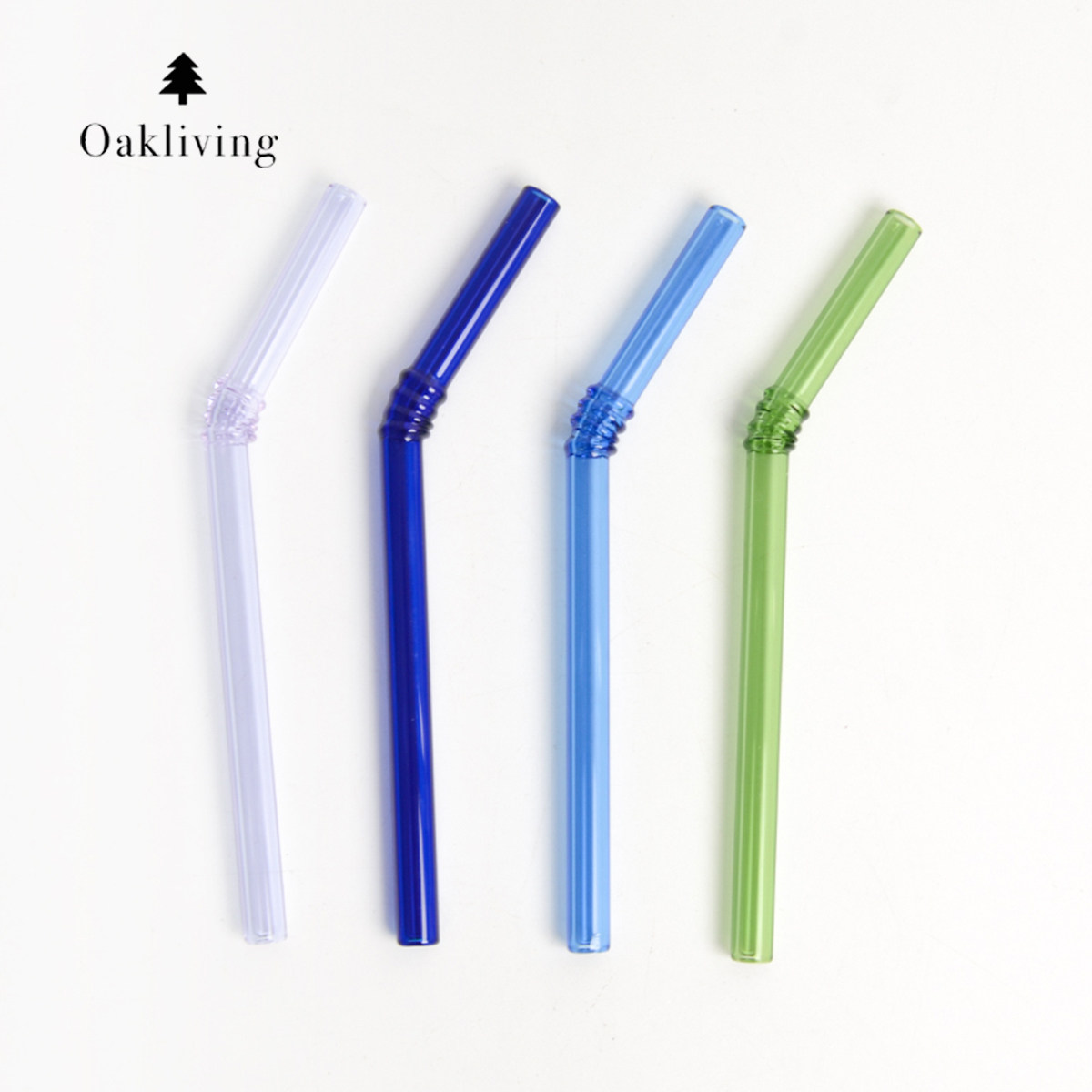 oakliving高硼硅玻璃吸管耐热彩色透明食品级喝水搅拌棒果汁配件