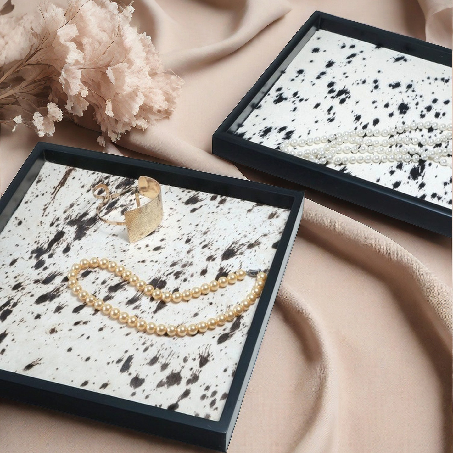 oakliving现代轻奢真皮马毛托盘