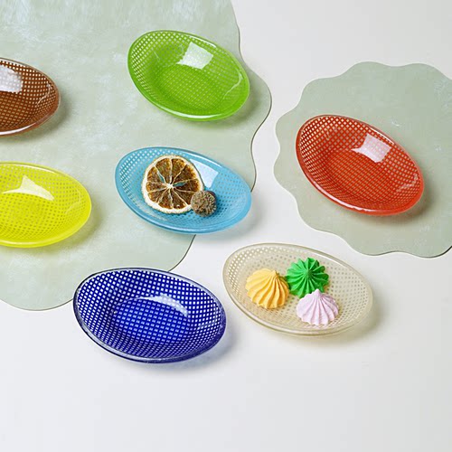 oakliving多巴胺格纹创意料碟