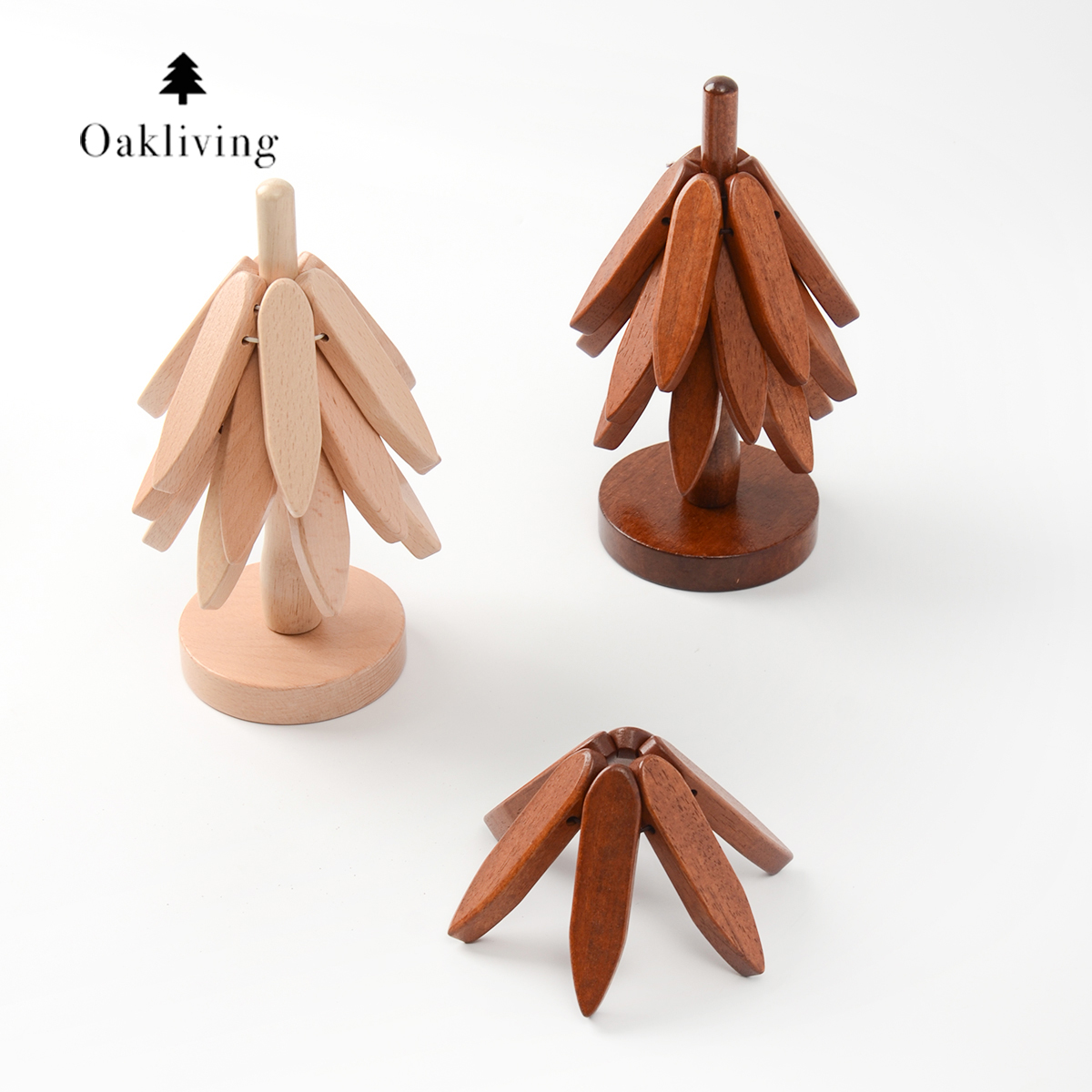 oakliving圣诞树隔热垫天然实木防烫桌垫隔热高级感锅垫创意摆件