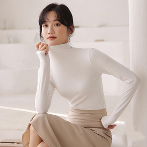 sn-半高领打底衫女黑白色秋冬款百搭洋气上衣高级感修身内搭新品