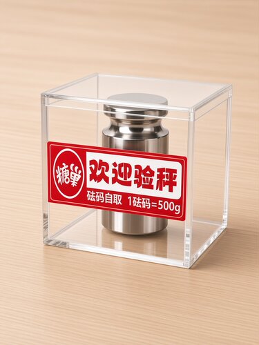 糖巢带砝码500g砝码收纳盒超市市场测码高清透明方形收纳展示盒