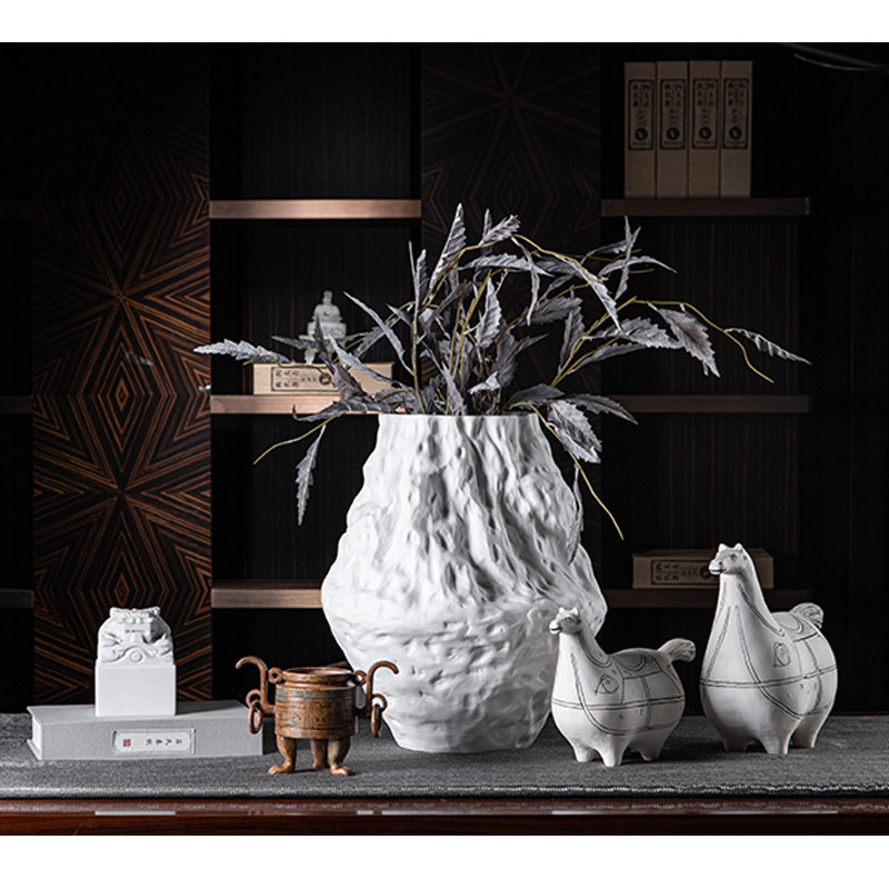 Darchin空山系列马雕塑陶瓷手绘图案中式样板房展厅桌面摆件陈设