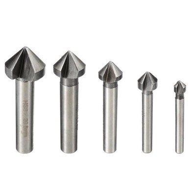 3 Flute 90 Degree Countersink Drill Bit Set Round Wood Steel