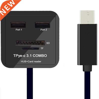 USB 3.1 Type C USB-C Multiple 2 Port HUB TF SD Card Reader A