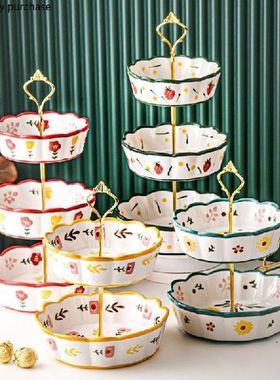 Flower Shape Ceramic Fruit Plate Multilayer Cake Pan