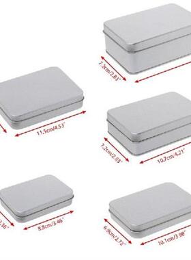 Metal Rectangular Storage Box Container with Lid, Small Tin