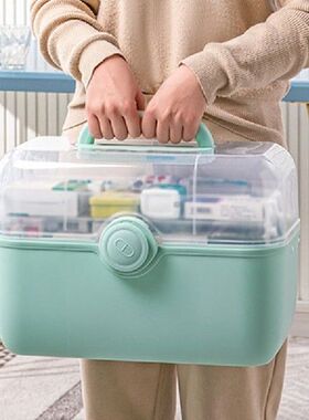 Aid Kit Storage Box Folding 3 Tiers Plastic High Capacity