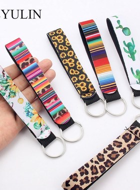 Flower Pattern Cloth Band Keychain Key Chain Lanyard For Wom