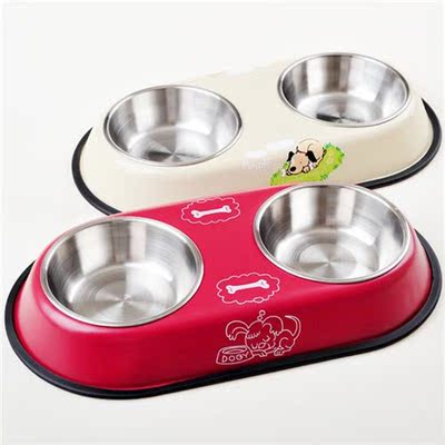 Pet Bowls Dog Food Water Feeder Stainless Steel Pet