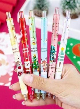 6Pcs/Lot Christmas Themes Press Gel Pen 0.5mm Black Ink
