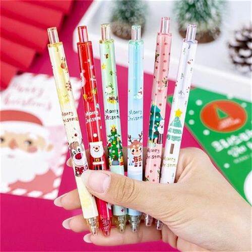 6Pcs/Lot Christmas Themes Press Gel Pen 0.5mm Black Ink