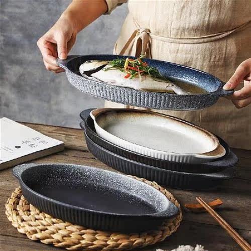 Large creative steamed fish dish household ceramic fish