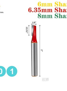 6mm/6.35mm/8mm15Pc Router Bit Set Trimming Bit Straight Mill