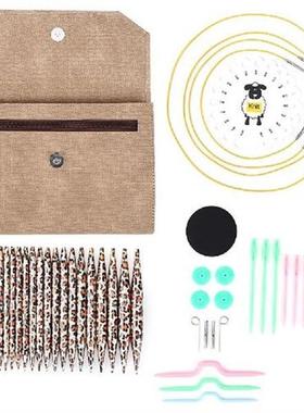 12 Pairs Leopard Circular Ring Knitting Needles Set Crochet