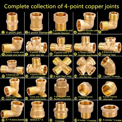 Water pipe plumbing fittings 6 points to 4 points copper red