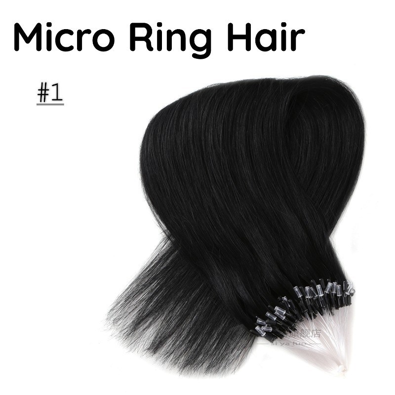 Micro Ring Human Hair Extensions Natural Straight  Machine M