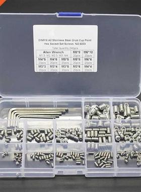 240Pcs Grub Screw Cup Point Hex Head Socket Set M3x3 M3x4 M3