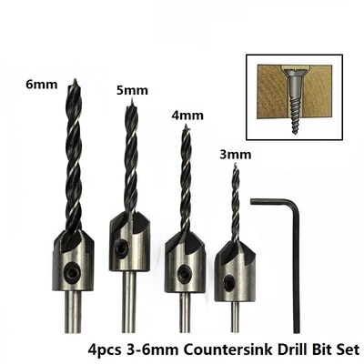 3mm-10mm HSS Countersink Drill Bit Set Reamer Woodworking Ch
