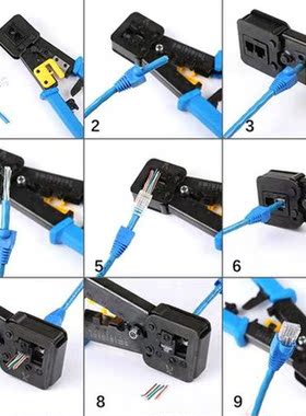RJ45 Crimp Tool Kit Network Cable Tester Pass Through Cat6 C