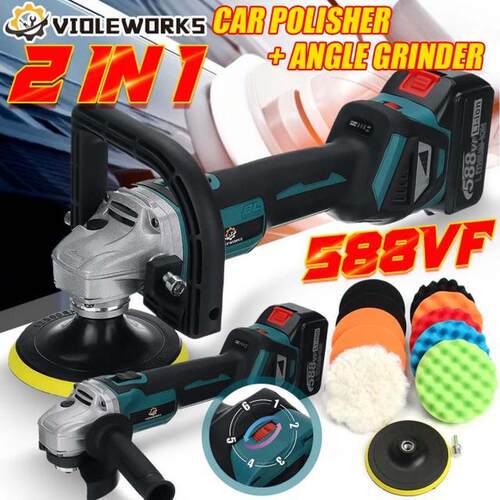 588VF 1580W 2 IN 1 Cordless Brushless Car Polisher Angle Gri