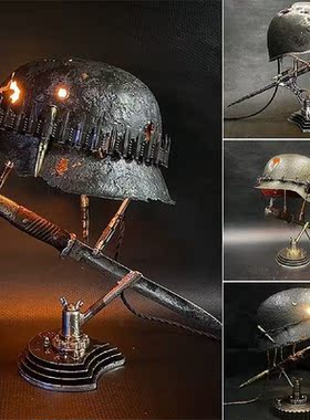 War Relic Lamp Statue Bronze Abstract Vintage Home Luces