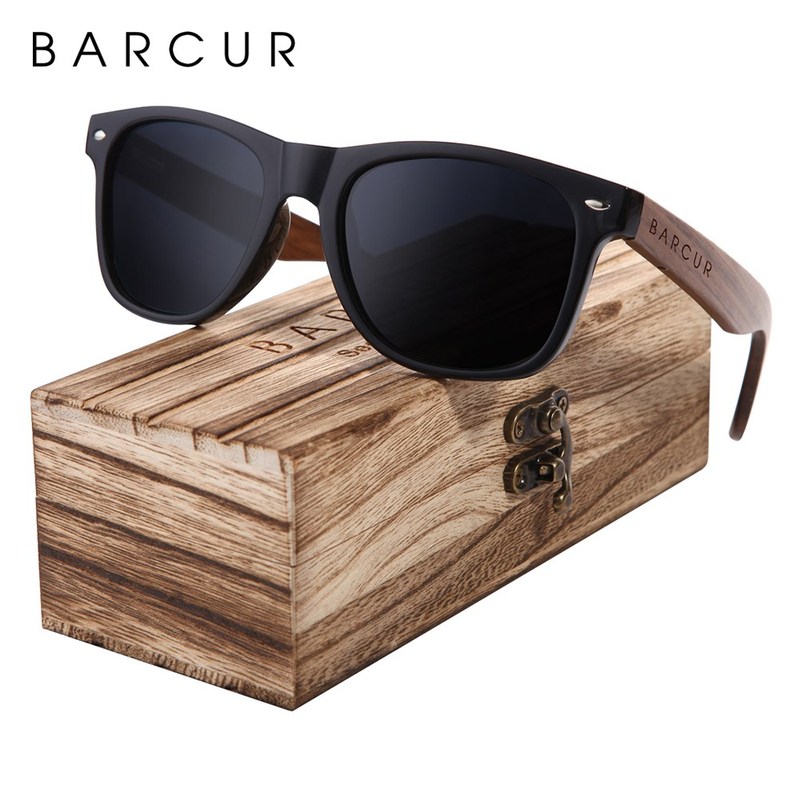 BARCUR Black Walnut Sunglasses Wood Polarized Sunglasses Me