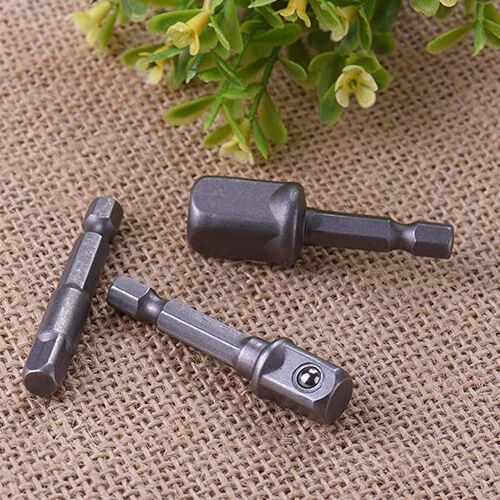 3PCS Hex Shank Wrench Drive Power Drill Socket Drill Adapter