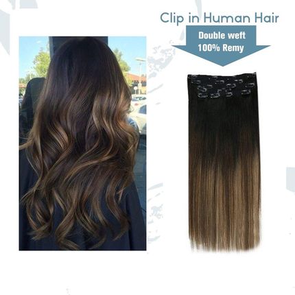 Double Weft Clip in Hair Extensions  Real Human Hair 7pc