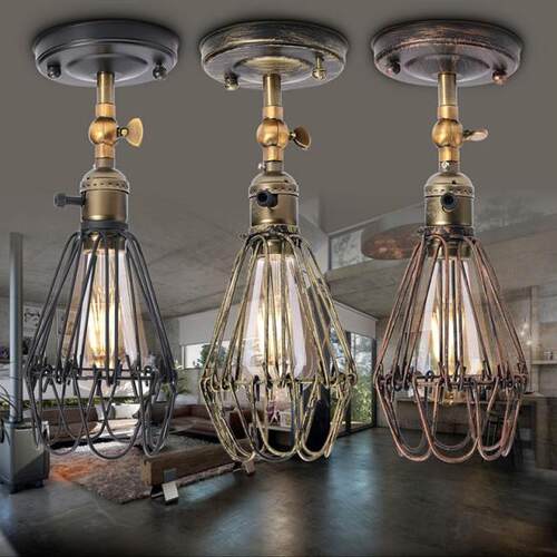 E27 Iron Lampshade Metal Wire Cage Lamp Retro Vintage Lamp H