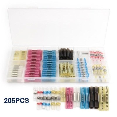 200PCS Heat Shrink Butt Wire Connector Crimp Terminals Solde