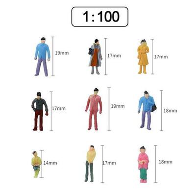100Pcs 00/150 Scale Model Miniature Figures N Scale Painted