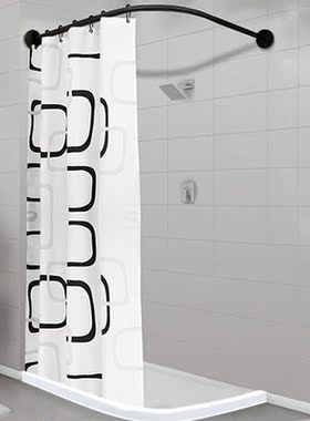Extendable Corner Shower Curtain Rod Pole Black Stainless St