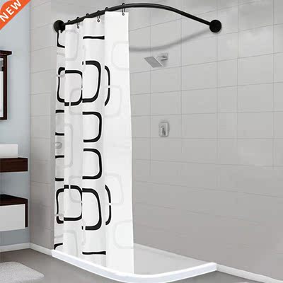 Extendable Corner Shower Curtain Rod Pole Black Stainless St