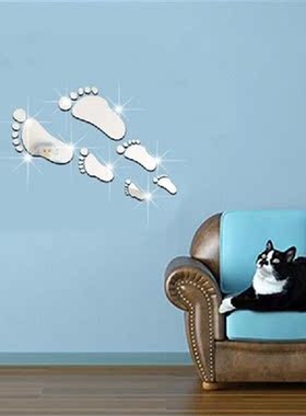 3D Footprint Mirror Wall Sticker New DIY Multiple Sizes