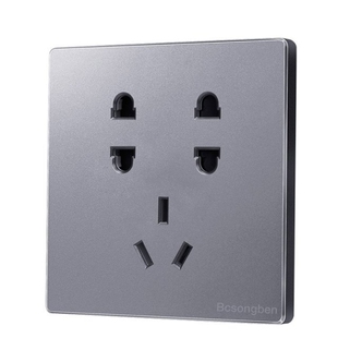 Power plug pop socket 10A wall four three uk socket Silver g