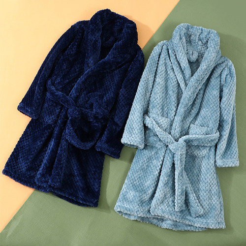 Autumn Winter Kids Sleepwear Robe  Flannel Warm Bathrobe For