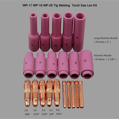 TIG Accessories KIT Long Alumina GAS Lens Nozzle  Collets Bo