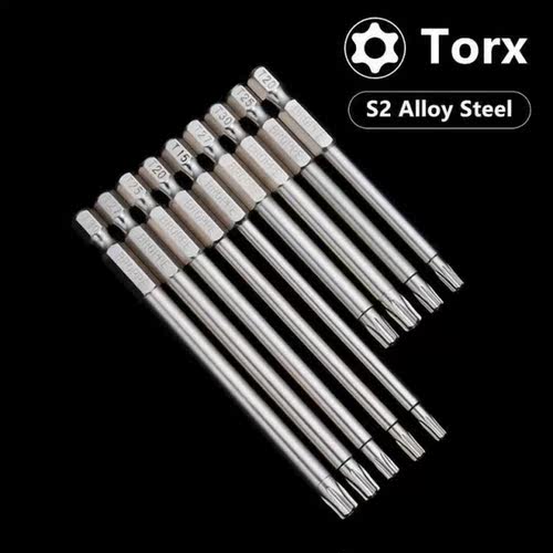 Broppe 10pcs S2 Alloy Steel T6-T40 75/100mm Magnetic Torx Sc