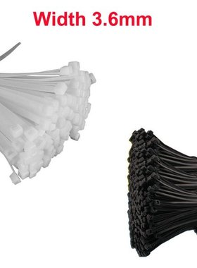 100PCS 5 X 150/200/250mm White/Black Milk Cable Wire Zip Tie