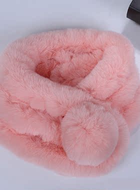 Solid Color Neckerchief For Women Girls Thick Plush Scarf