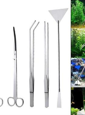 5Pcs Aquarium Fish Tank Tools Kit Stainless Steel Tweezers