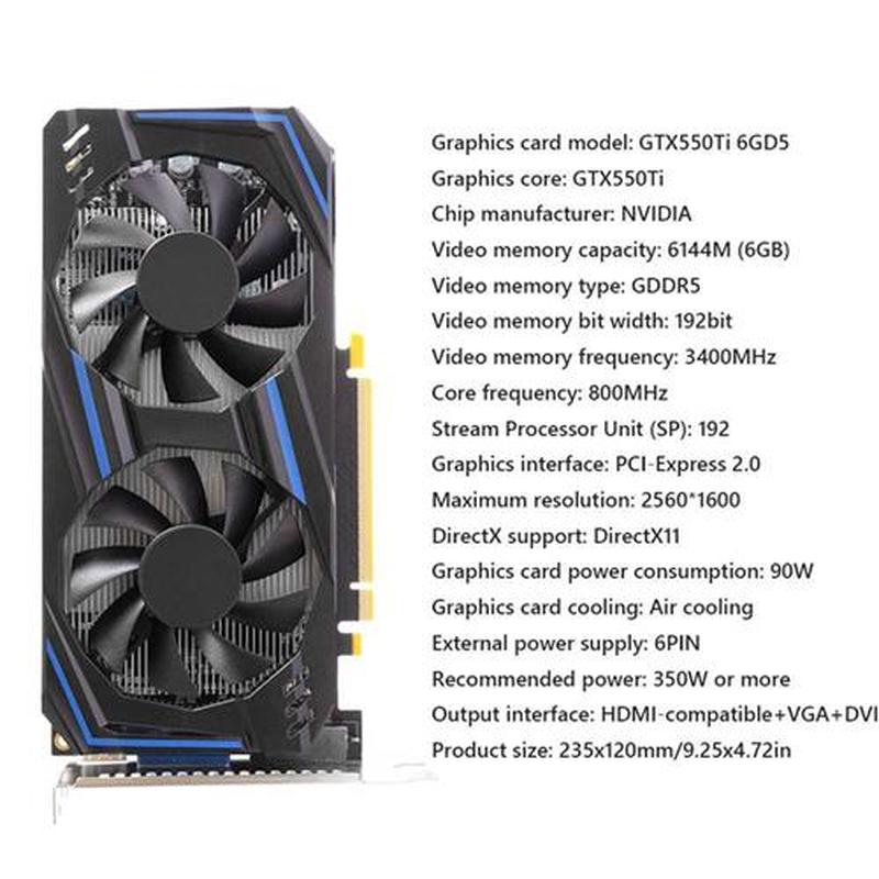 GTX550Ti 6GB 192bit GDDR5 NVIDIA Computer Gaming Graphic Car