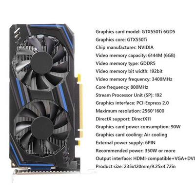 GTX550Ti 6GB 192bit GDDR5 NVIDIA Computer Gaming Graphic Car