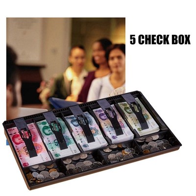 Store Cash Drawer 5 Grids 4 Coins Cashier Storage Box Cash D